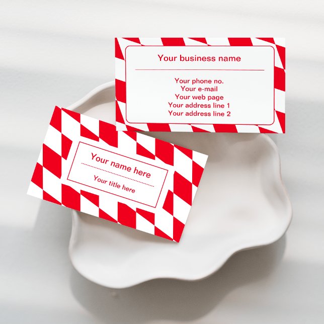 Red and White Bavarian Diamond Flag Pattern Business Card (Creator Uploaded)