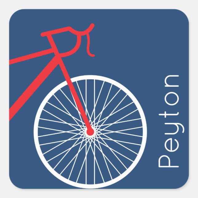 Red and White Bicycle Square Sticker (Front)