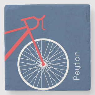 Red and White Bicycle Stone Coaster