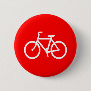 Red and White Bike 6 Cm Round Badge