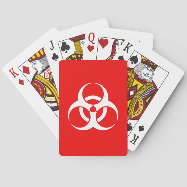 Red and White Biohazard Symbol Playing Cards (Back)