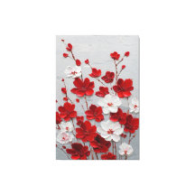Red and White Blossoms Impasto Wall Art