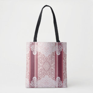 Red and white boho paisley print AI art  Tote Bag