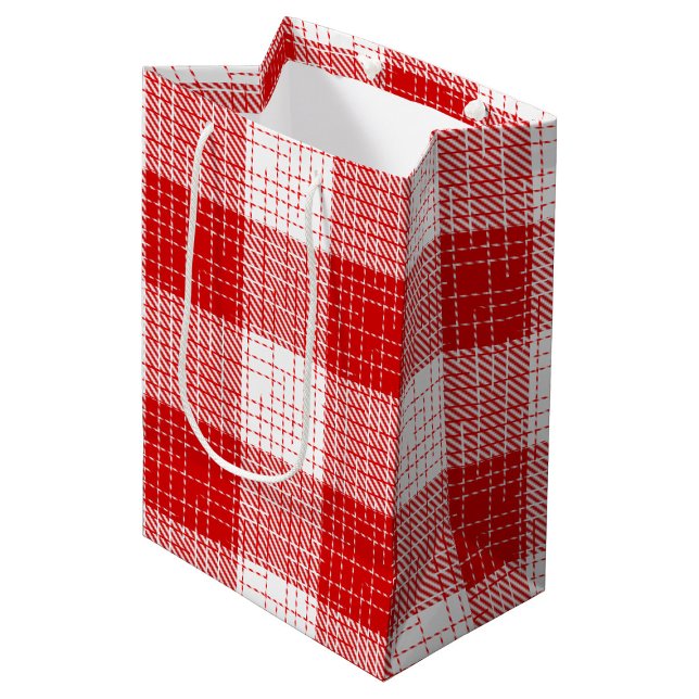 Red and White Bold Checkered Plaid Design  Medium Gift Bag (Creator Uploaded)