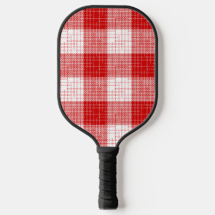 Red and White Bold Checkered Plaid Design Pickleball Paddle