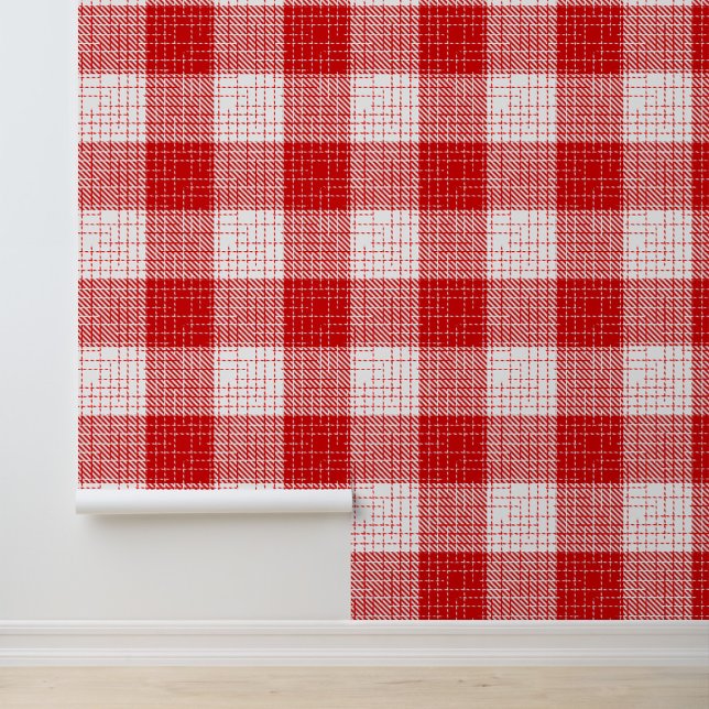 Red and White Bold Checkered Plaid Design  Wallpaper (Creator Uploaded)