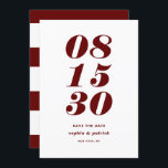 Red and White Bold Italic Typography Modern Save The Date<br><div class="desc">Modern Red Bold Date Typography Save the Date Announcement | A customisable save the date flat card featuring bold and minimalist typography. This stylish red and white save the date card are perfect for any wedding theme and any season.</div>