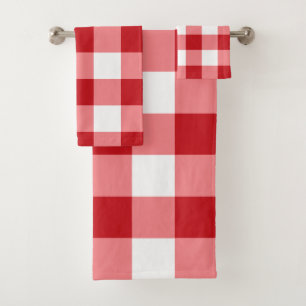 Red and White Buffalo Check Bath Towel Set