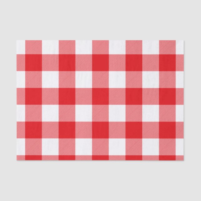 Red and White Buffalo Check Pattern Tissue Paper (Front)