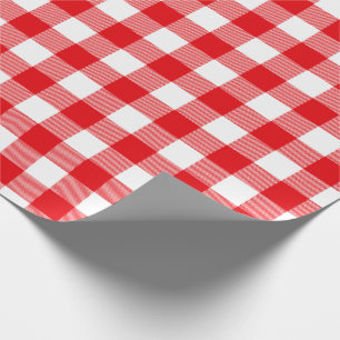 Red and White Buffalo Check Pattern Wrapping Paper