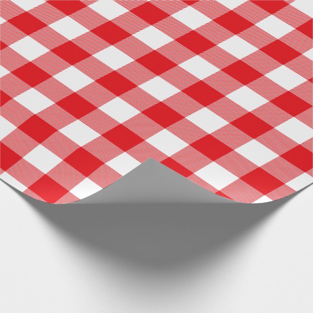 Red and White Buffalo Check Pattern Wrapping Paper (Corner)