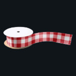 Red and White Buffalo Check Ribbon Satin Ribbon<br><div class="desc">Red and white buffalo check gift wrapping or crafting ribbon.</div>
