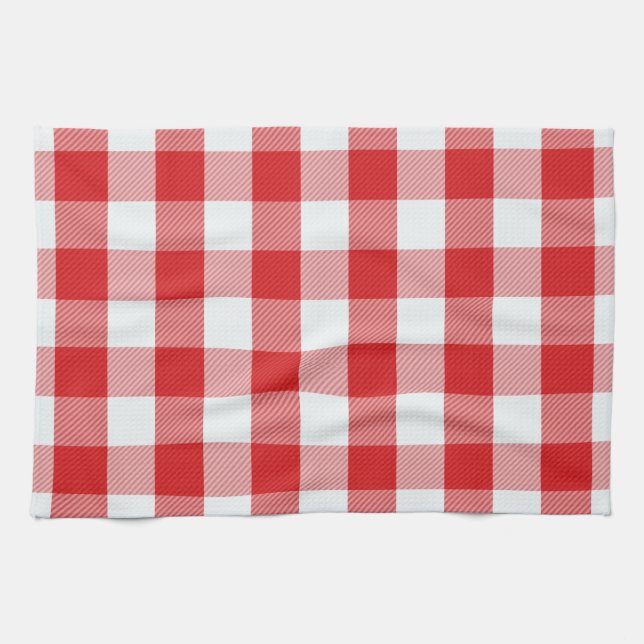 Red and White Buffalo Plaid Kitchen Towel (Horizontal)