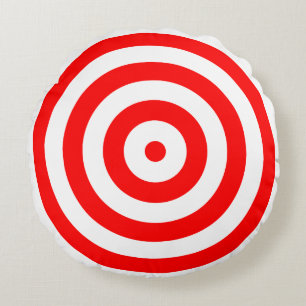 Red and White Bulls Eye Target Round Cushion