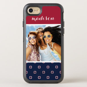 Red And White Buoy Pattern   Your Photo & Name OtterBox Symmetry iPhone 8/7 Case