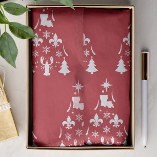 Red and White Cajun Christmas Holiday Decoupage Tissue Paper