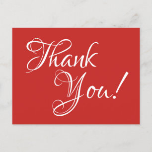 Red and White Calligraphy Thank You Postcard