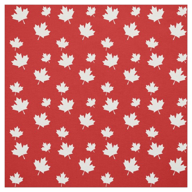 Red and White Canadian Flag Maple Leaf Pattern Fabric (Swatch)