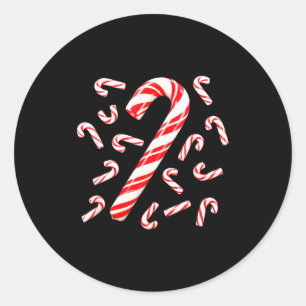 Red And White Candy Cane Santa Christmas  Classic Round Sticker