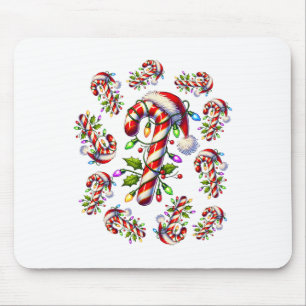 Red And White Candy Cane Santa Christmas Funny Xma Mouse Pad