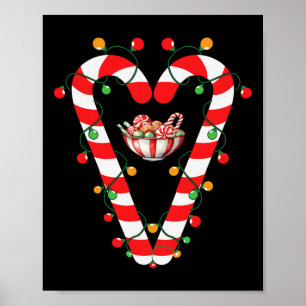 Red And White Candy Cane Santa Christmas Funny Xma Poster