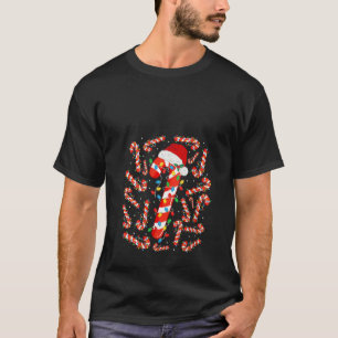 Red and White Candy Cane Santa Christmas Funny Xma T-Shirt