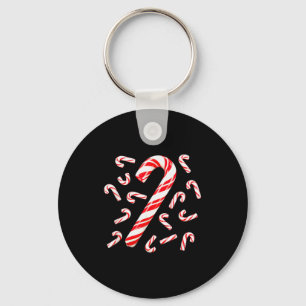 Red And White Candy Cane Santa Christmas  Key Ring