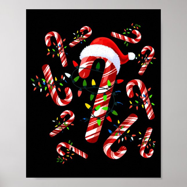 Red And White Candy Cane Santa Christmas  Poster (Front)