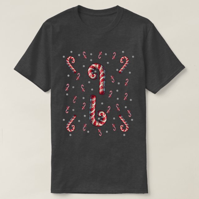 Red And White Candy Cane Santa Christmas Xmas Ligh T-Shirt (Design Front)