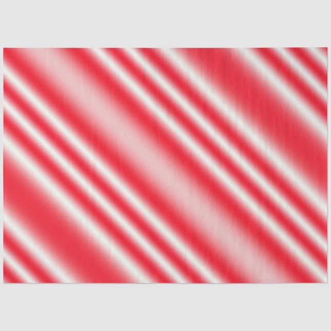 Red And White Candy Cane Striped Tissue Paper (Front)