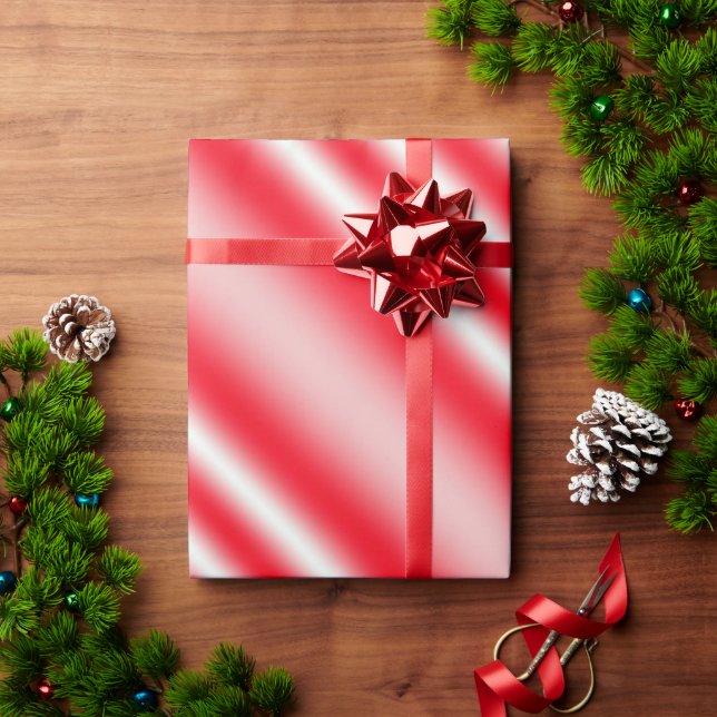 Red And White Candy Cane Striped Wrapping Paper (Holiday Gift)