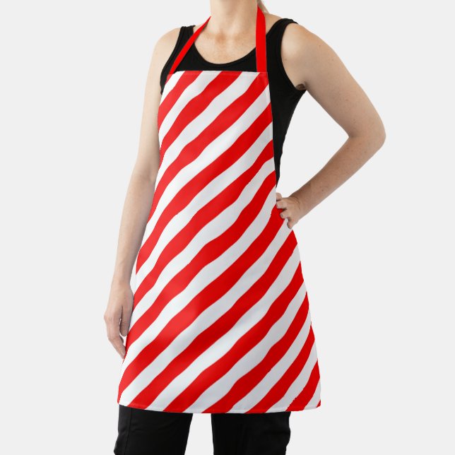 Red and White Candy Cane Stripes Apron (Insitu)
