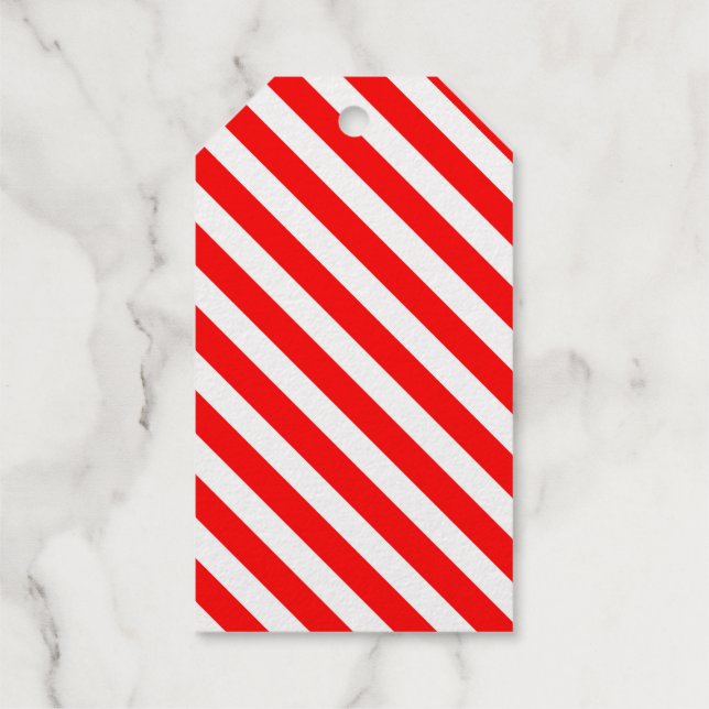 Red and White Candy Cane Stripes Gift Tag (Back)