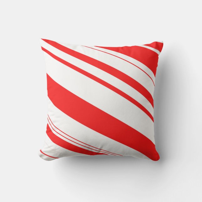 Red and White Candy Cane Stripes Outdoor Cushion (Front)