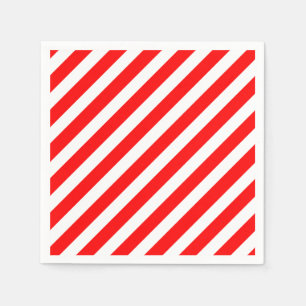 Red and White Candy Cane Stripes Paper Napkins