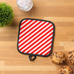 Red and White Candy Cane Stripes Pot Holder