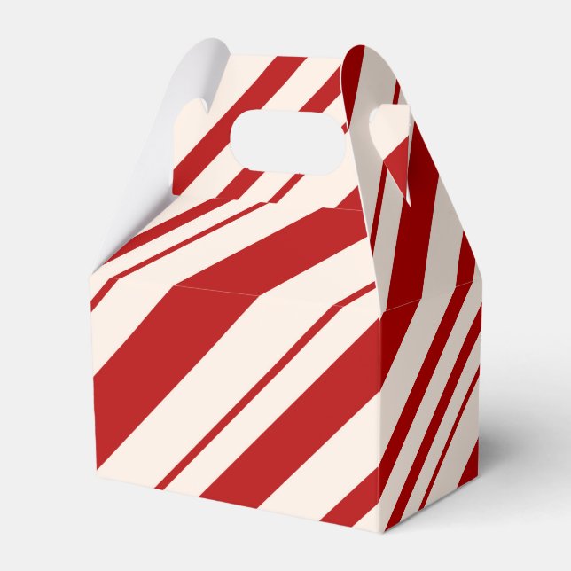 Red and White Candy Cane Stripped Favour Box (Front Side)