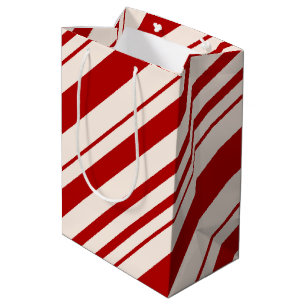 Red and White Candy Cane Stripped Medium Gift Bag