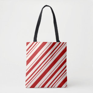Red and White Candy Cane Stripped Tote Bag
