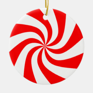 Red and white candy ceramic tree decoration