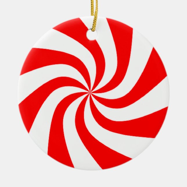 Red and white candy ceramic tree decoration (Front)