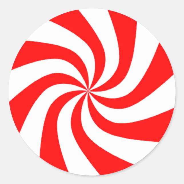 red and white candy classic round sticker (Front)