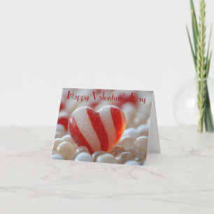 Red and white Candy Heart Valentine's Greeting Holiday Card