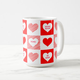 Red and White Candy Hearts Pattern Coffee Mug