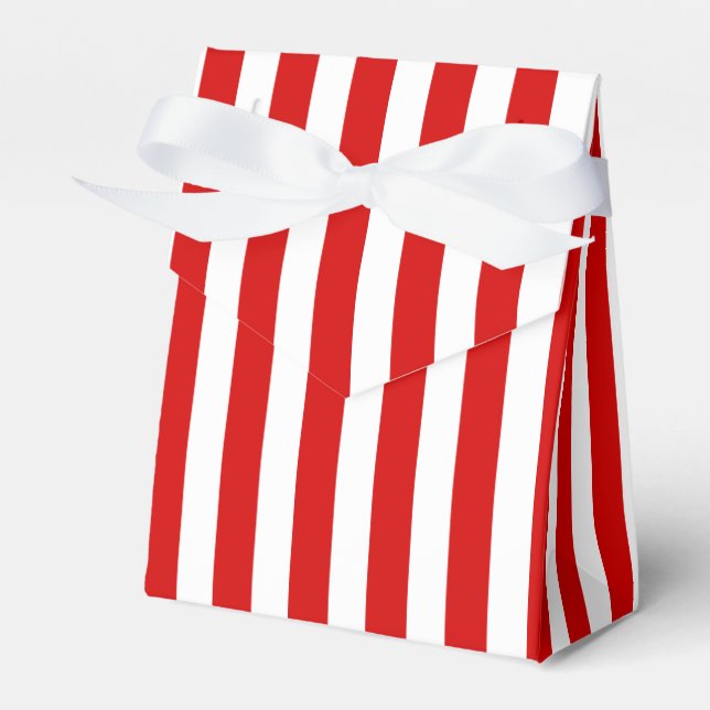 Red and white candy stripes favour box (Front Side)