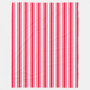 Red and white candy stripes fleece blanket