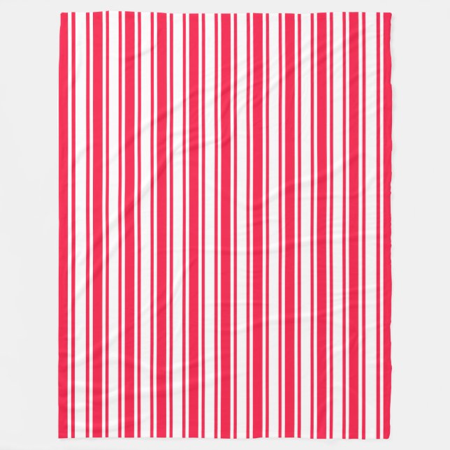 Red and white candy stripes fleece blanket (Front)