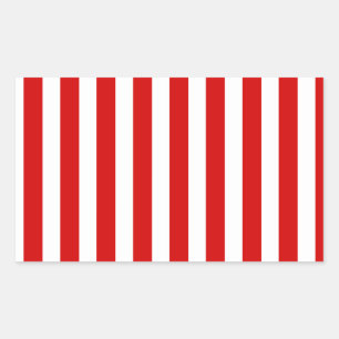 Red and white candy stripes rectangular sticker