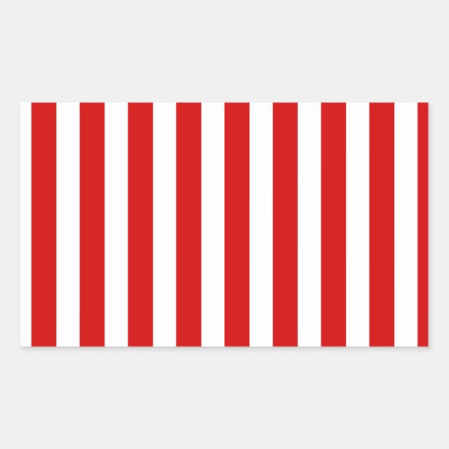 Red and white candy stripes rectangular sticker (Front)