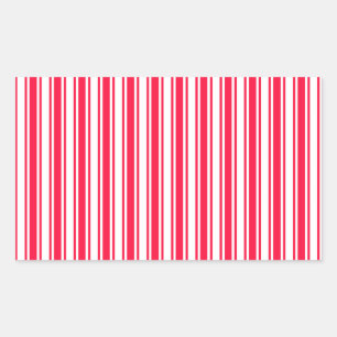 Red and white candy stripes rectangular sticker